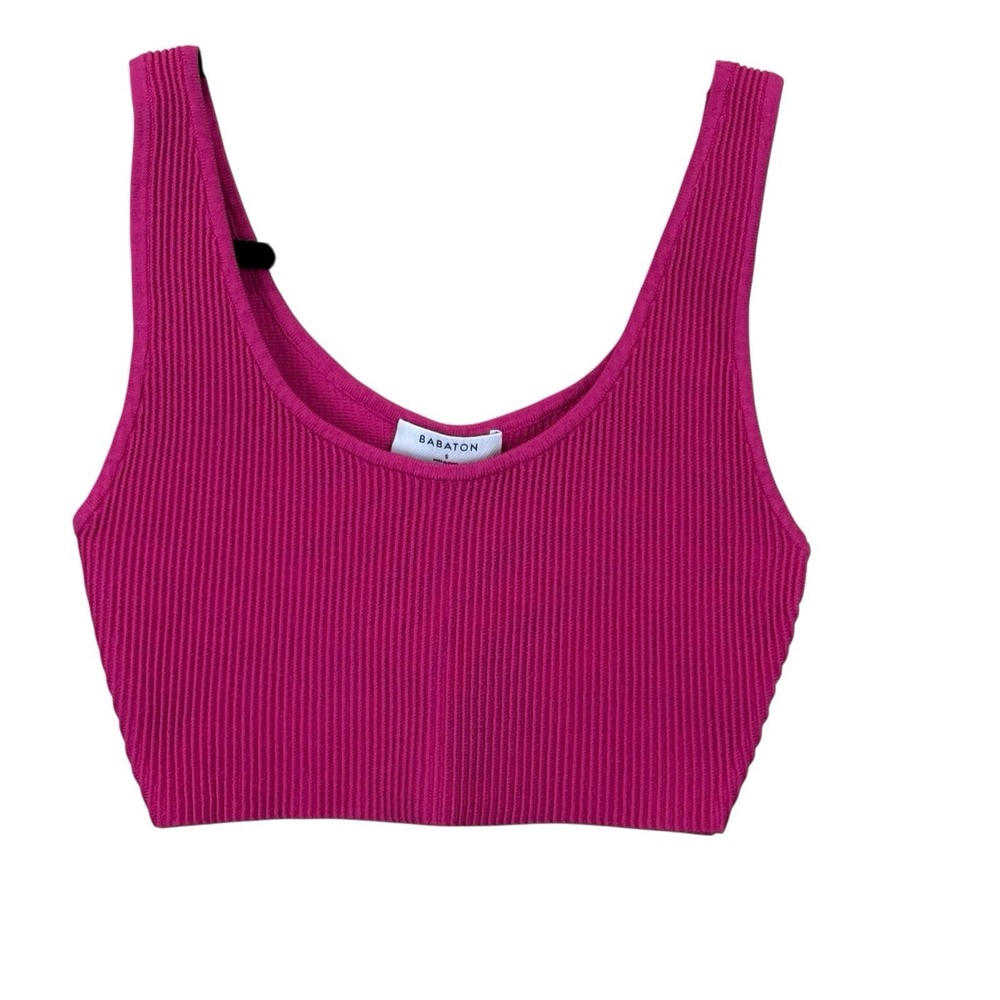 Aritzia Babaton Sculpt Knit Scoop Neck Cropped Tank Top Size S Hot Pink